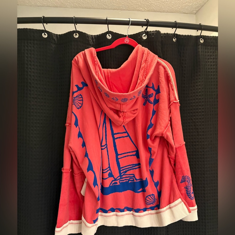 Free People Seashell Cardi Small Color: Red Combo NWT - Picture 5 of 7